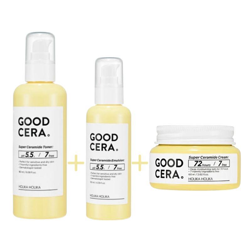 

Holika Holika Good Cera Super Ceramide Toner 180ml + Emulsion 130ml + Cream 60ml 1set Toner Emulsion Cream