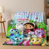 Cute Gabbys Dollhouse Cartoon Girl Kids Flannel Blanket Soft Warm Throw Blanket for Bed Bedroom Room Living Room Christmas Gift
