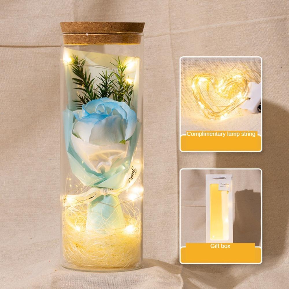 Evig rose LED-glasskuppelbukett Romantisk opplyst ornament Perfekt Valentinsdag Juleinnredning romantisk gave
