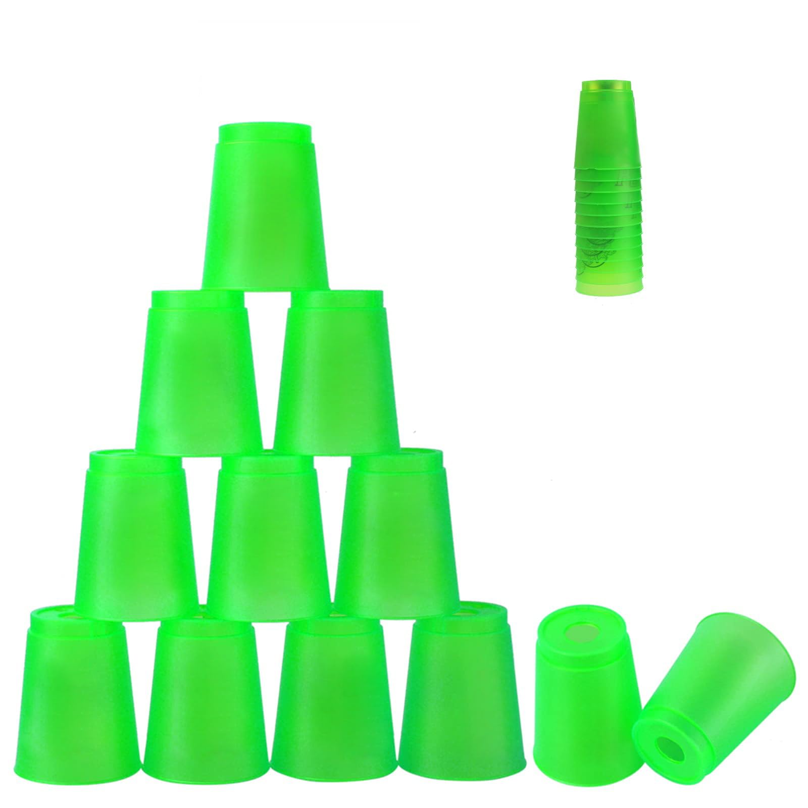

Cyfie Sports Stacking Set with Handle and Storage Speed Stacking Practice Competition and Balance Thick Suitable for Japanese Instruction Manual Cups, зелёный