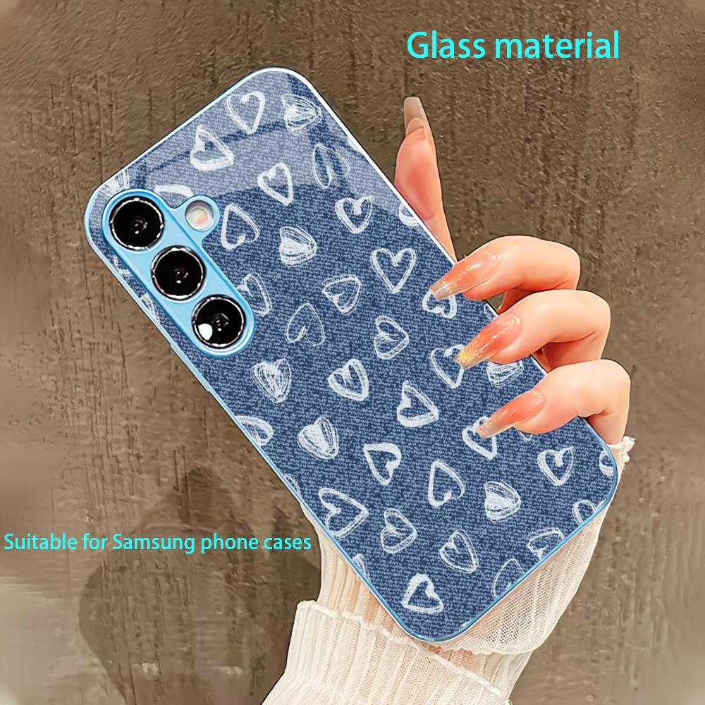 Little heart pattern PhoneCase for Samsung Galaxy S26 S25 S24 S23 S22 FE Ultra Plus Built-in glass feel bare machine Men women