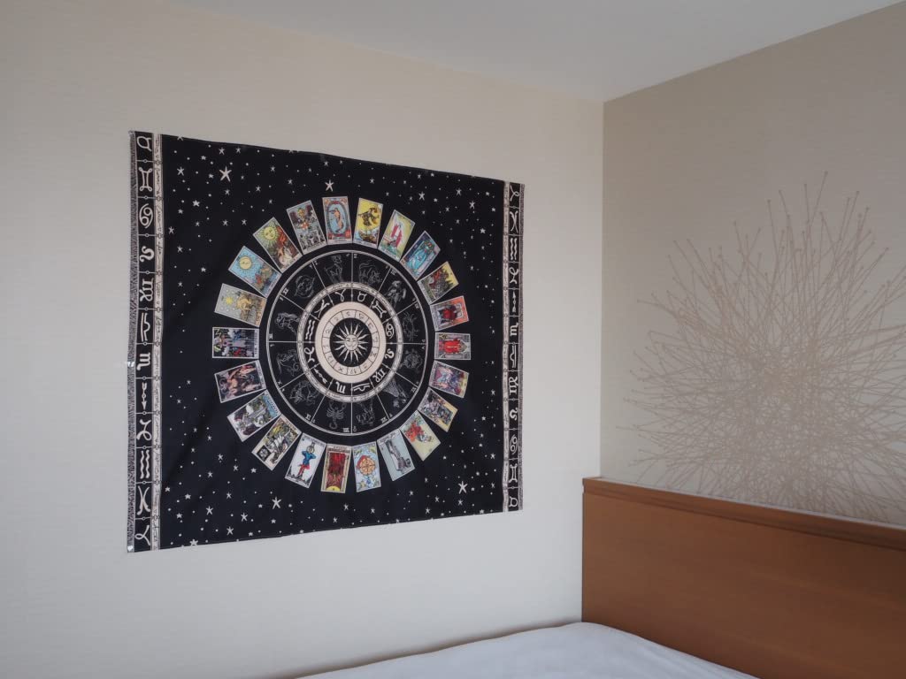 RELIGHT Tarot Magische Wand Innenvorhang 100 x 75 Wandteppich, Magie, Wahrsagerei, Tricks, Aufhängen, (Schwarz (Tarotkarten, Dick) cm)