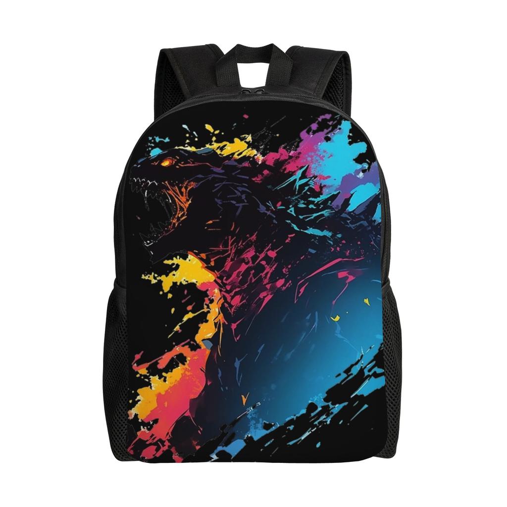 1Piece Backpack Splatter Art New School Year Bookbag Campus Godzilla For Gifts New Term Starts