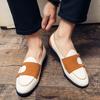 Canvas Lederschuhe Herren Casual Luxury Brand Handgefertigte Halbschuhe Herren Slipper Flats Fahrschuhe Abendschuhe Weiß Grün Mokassins N0 -28