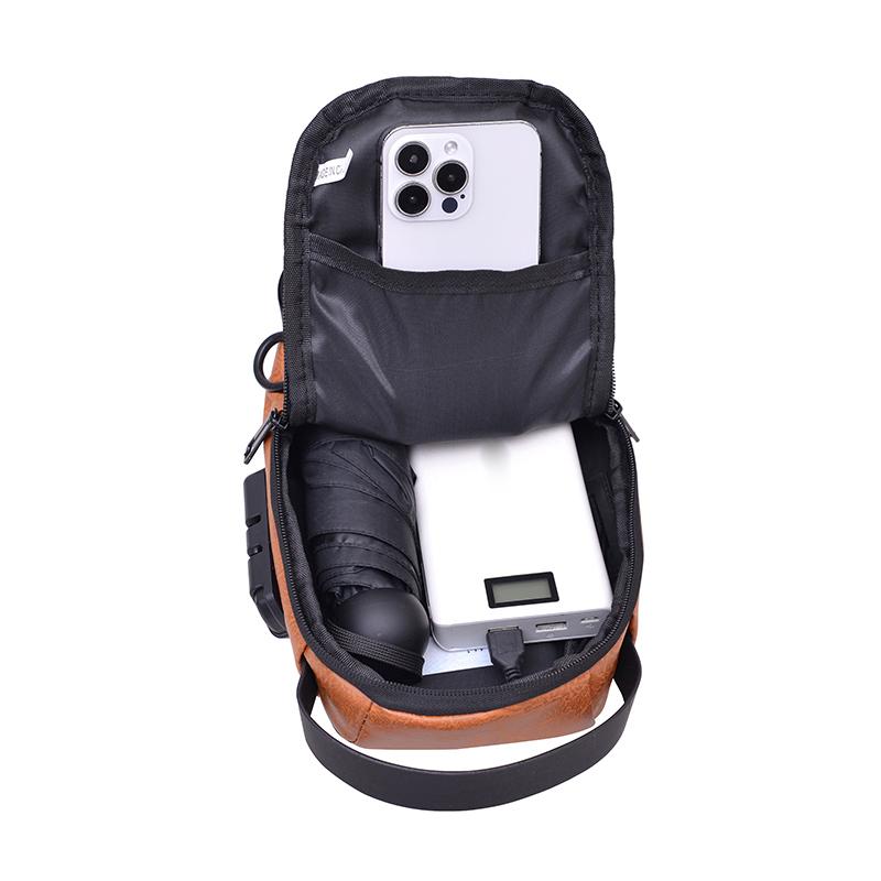 Men's Chest Bag Combination Lock Anti-Theft Crossbody Bag Outdoor Commuter Large Capacity Shoulder Bag
