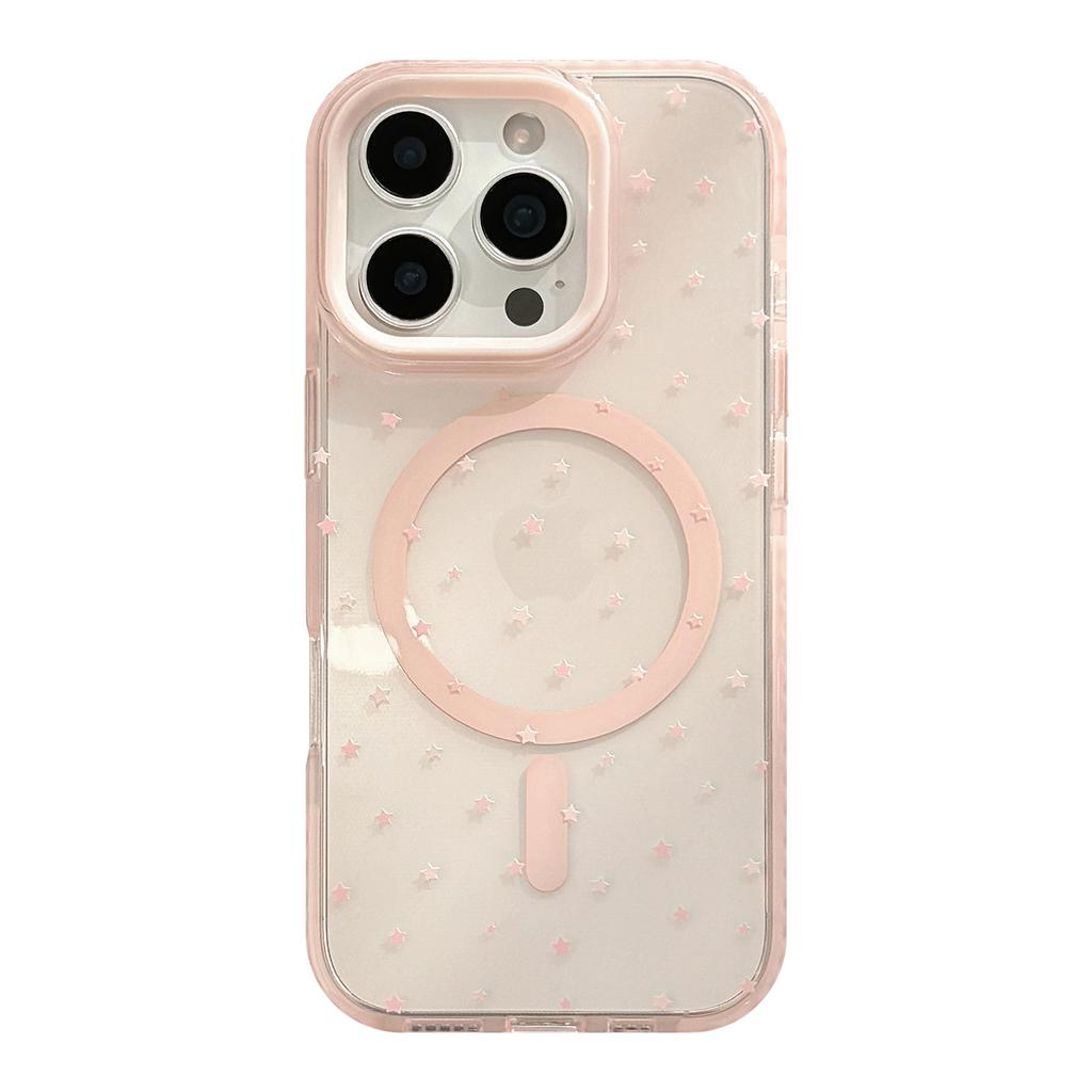 Girls Pink Star Suitable for Apple 16 Promax Mobile Phone Case Iphone13 Anti fall 15 Full Coverage 14 Magnetic Suction 11 Korean