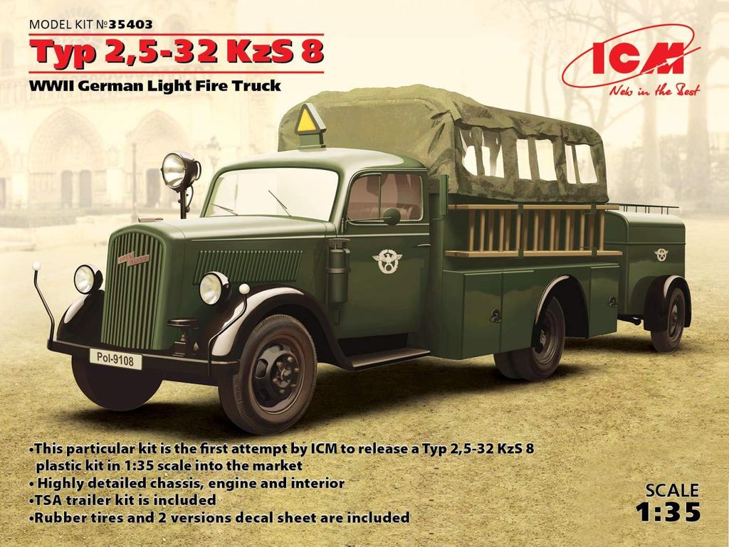 ICM scale German Opel Fire Engine Plastic Model Kit 35403 1/35 2.5-32KzS8