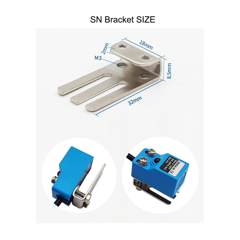 Inductive Proximity Sensor SN04-N NPN NO Normally Open Detection Approach Switch with SN Bracket (Blue, 2 Pack)