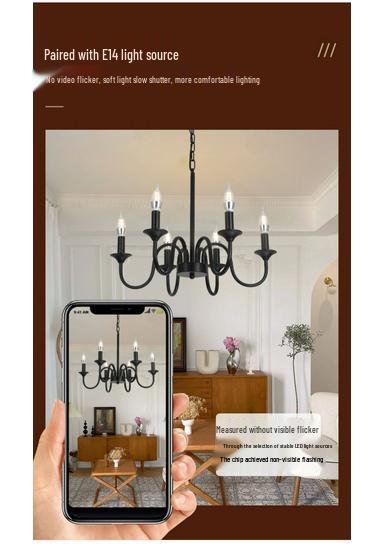 American Vintage Wrought Iron Chandelier for Living Room, Dining Room, or Bedroom