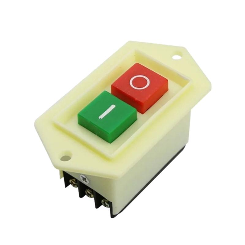 Push Button Switches Latching 3 Phase On/Offs Starts Stop Switches for Table Drill GrinderCutting Machine 10A AC380V