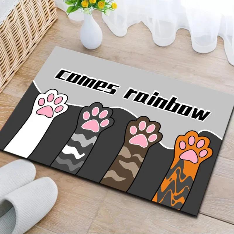 Cartoon Cat Printed Entrance Doormat Carpet for Bedroom Living Room Hallway Soft Small Area Rug Floor Mat Home Decoration