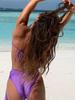 High Waist Bikini Sexy Bandeau Women Swimsuits 2025 New Bikini Set Female Swimwear Shiny Swimming Suit Beachwear Bathing Suit