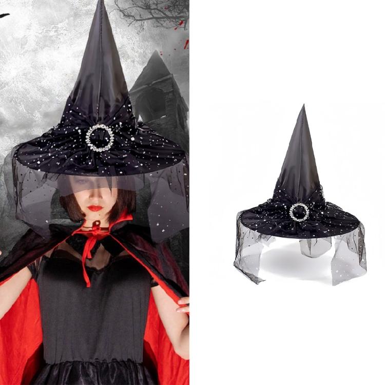 Durable Polyester Witch Hat For Halloween Celebrations Adjustable Comfortable Fit Lightweight Costume Accessory Kids Adults