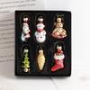 9 Pcs Christmas Ornaments Mini Resin Bear Tree Snowman Santa Xmas Tree Hanging Decoration for Winter Home Party Decor