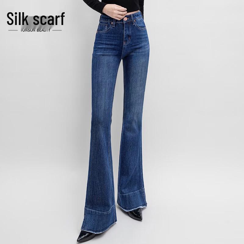 

Women s Slim Washed High-Waist Micro Flare Jeans L