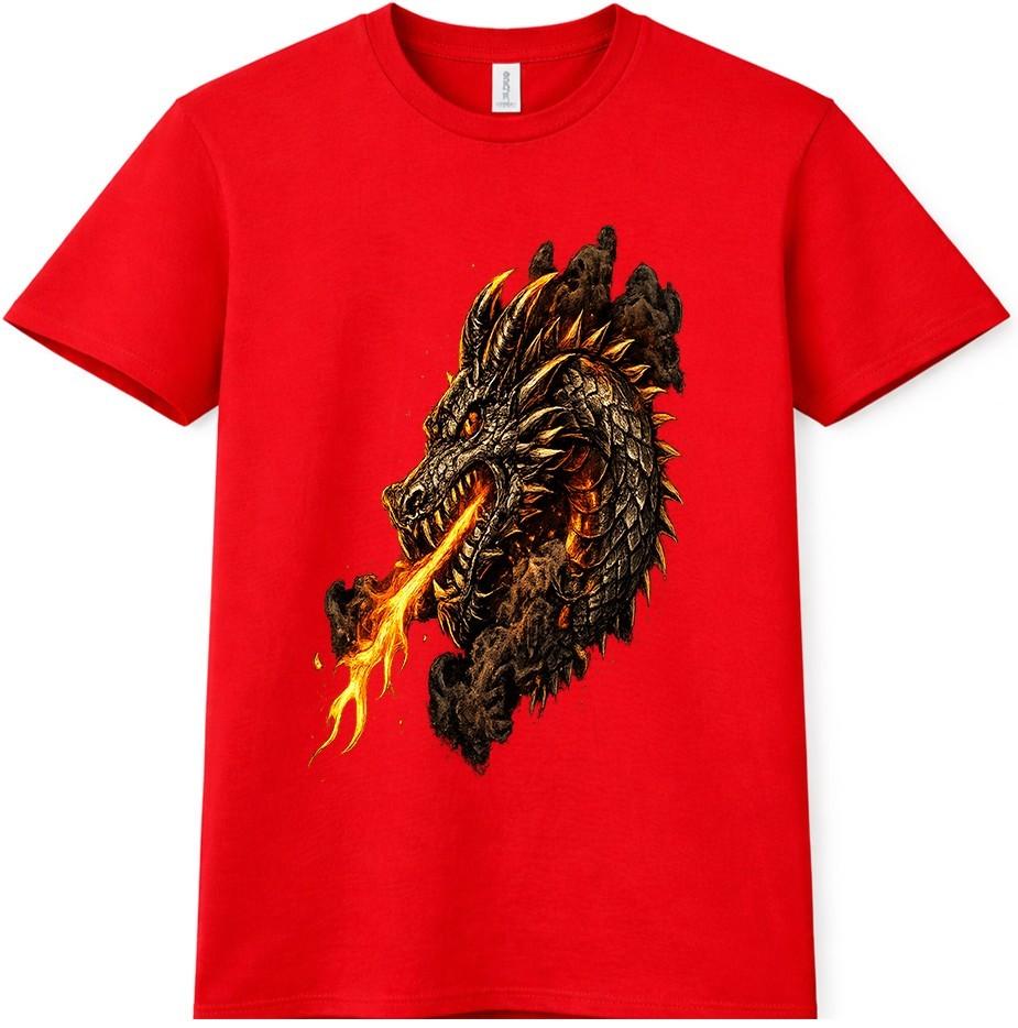 Dragon T Shirt Fire Breathing Dragon Head Fantasy Graphic Vintage Tee 4XL