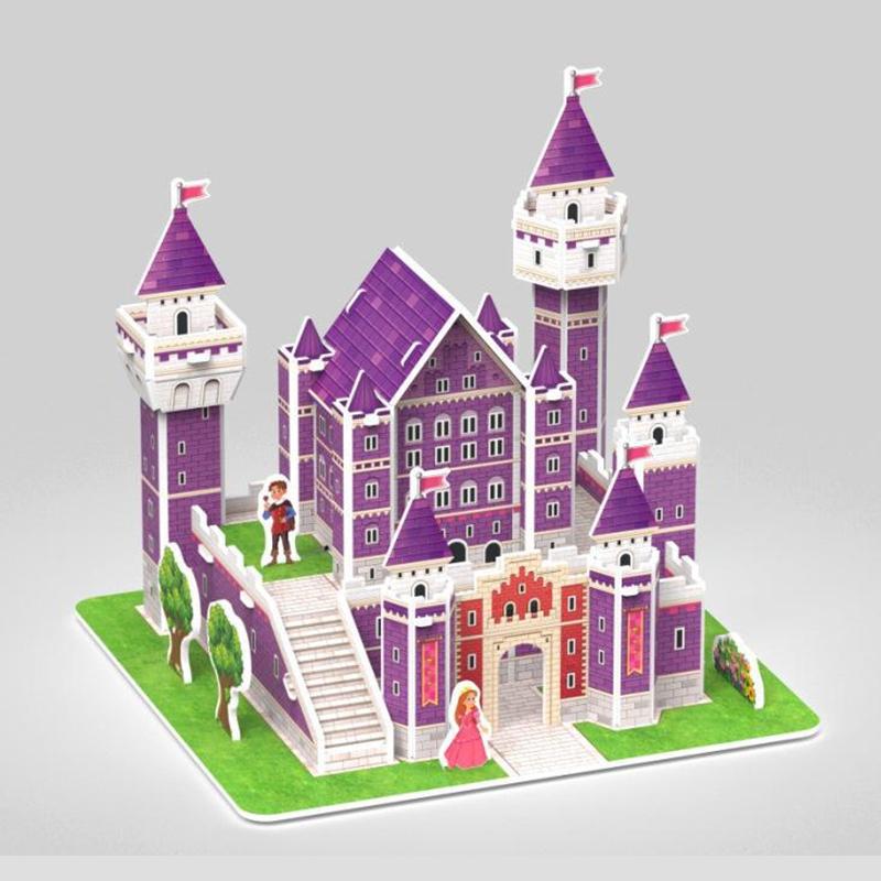 Kids 3D Stereo Puzzle Cartoon House Castle Building Model DIY Handmade Early Learning Educational Toys Gift for Children