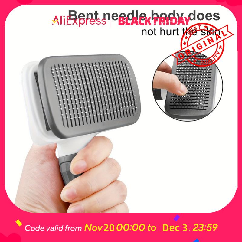 One-Button Pet Deshedding Brush - Detangles Removes Loose Hair for Dogs & Cats, Easy Clean, Ergonomic Grip United States