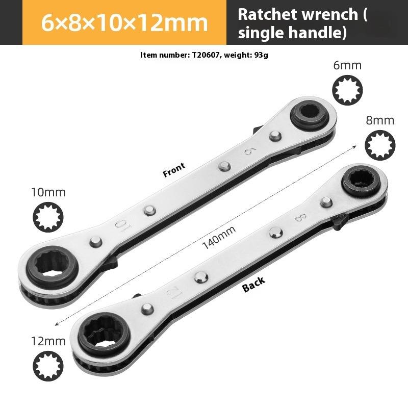 Rapid Ratchet Wrench Open Double Head Two-way Ratchet Wrench Dual-Purpose Automatic Plum Blossom Labor-Saving Auto Repair Tool 6 8 10 12mm