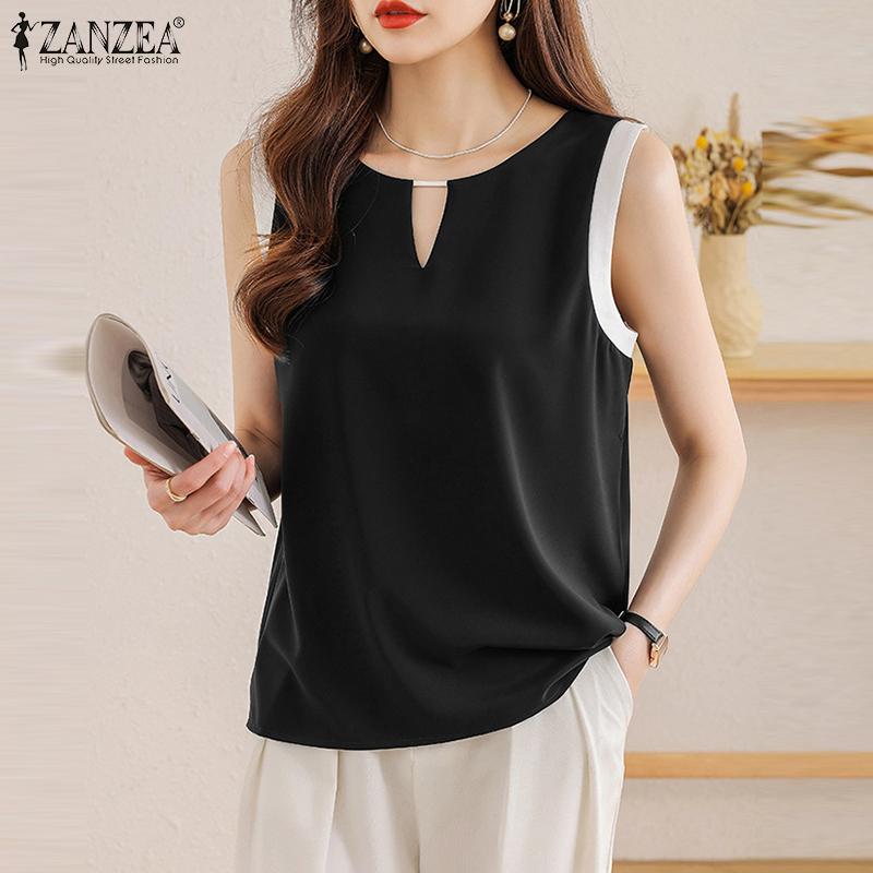 

ZANZEA Женская летняя повседневная блузка без рукавов с v-образным вырезом
