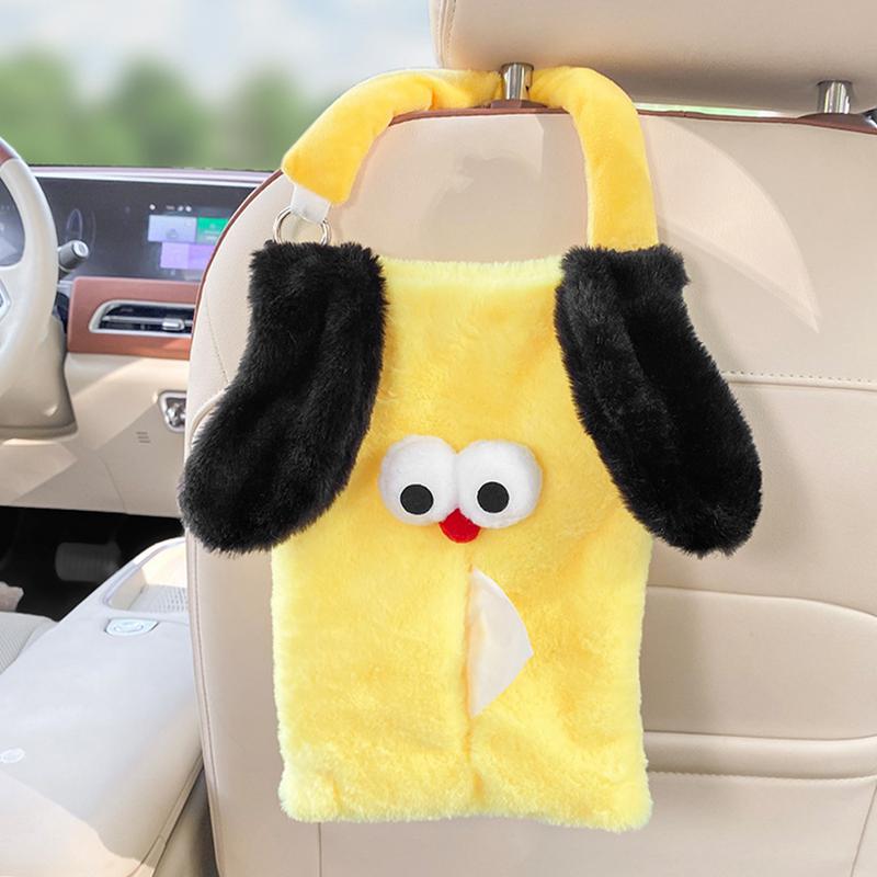 Plüsch-Taschentuchhalter für Auto Cartoon-Hund Sitzlehnen-Taschentuchbox Kreative Sitzlehnen-Taschentuchbox Weiche Taschentuchhülle Organizer für Auto