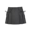 Grey Pleated Skirt for Women Summer Academic Inspired High Waisted Slimming A Line Skirt with Design Driven Tie Bow Detail and Tailored Short Skirt