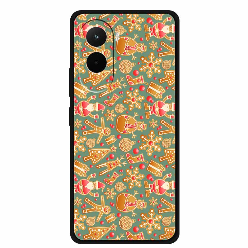 Christmas Phone Case For Poco M7 4G Case Christmas Tree Black Silicone Bumper For Xiaomi Poco M7 4G Cover PocoM7 Cartoon Coque