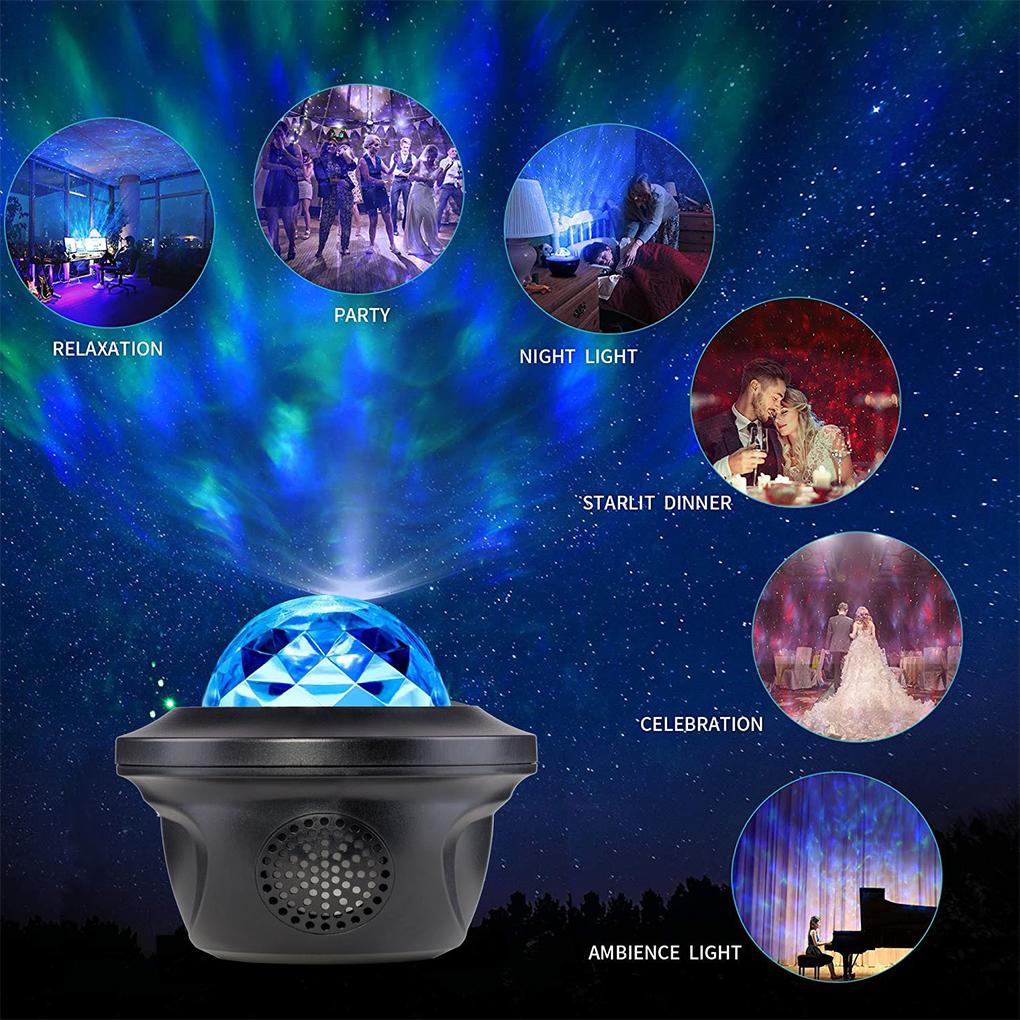 USB LED Star Projector Night Light Decoration Portable Remote Control Lamp Bedroom Decorative for Household Holiday Party