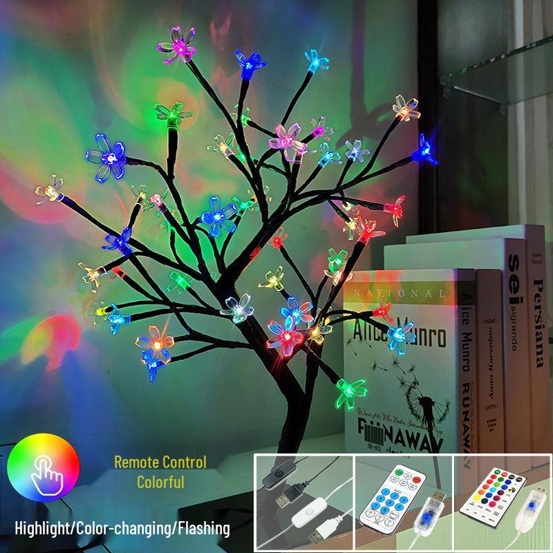 LED Maple Leaf Tree Lamp with Voice Remote - Creative USB Night Light for Room Decor & Gifts