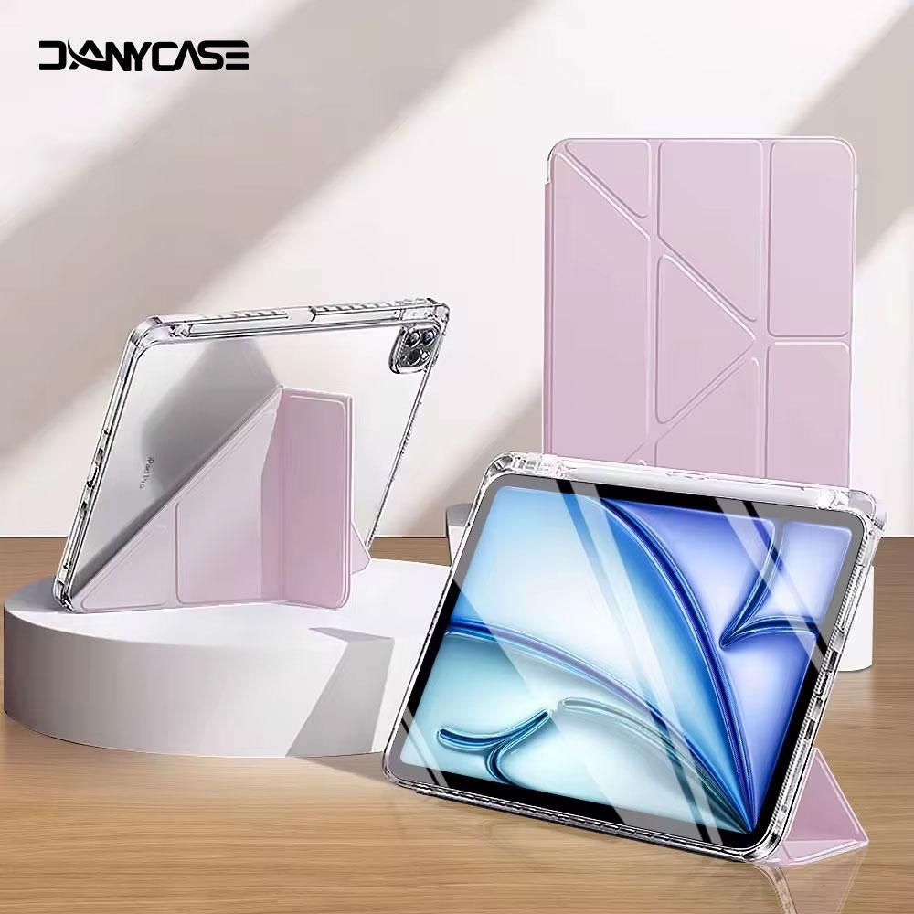For iPad Case iPad Pro 13/11 M4 Air 11/13 M2 for 10th Gen Pro 12.9/11 Air 4/5th mini 6 Cover Y-bracket Acrylic Transparent