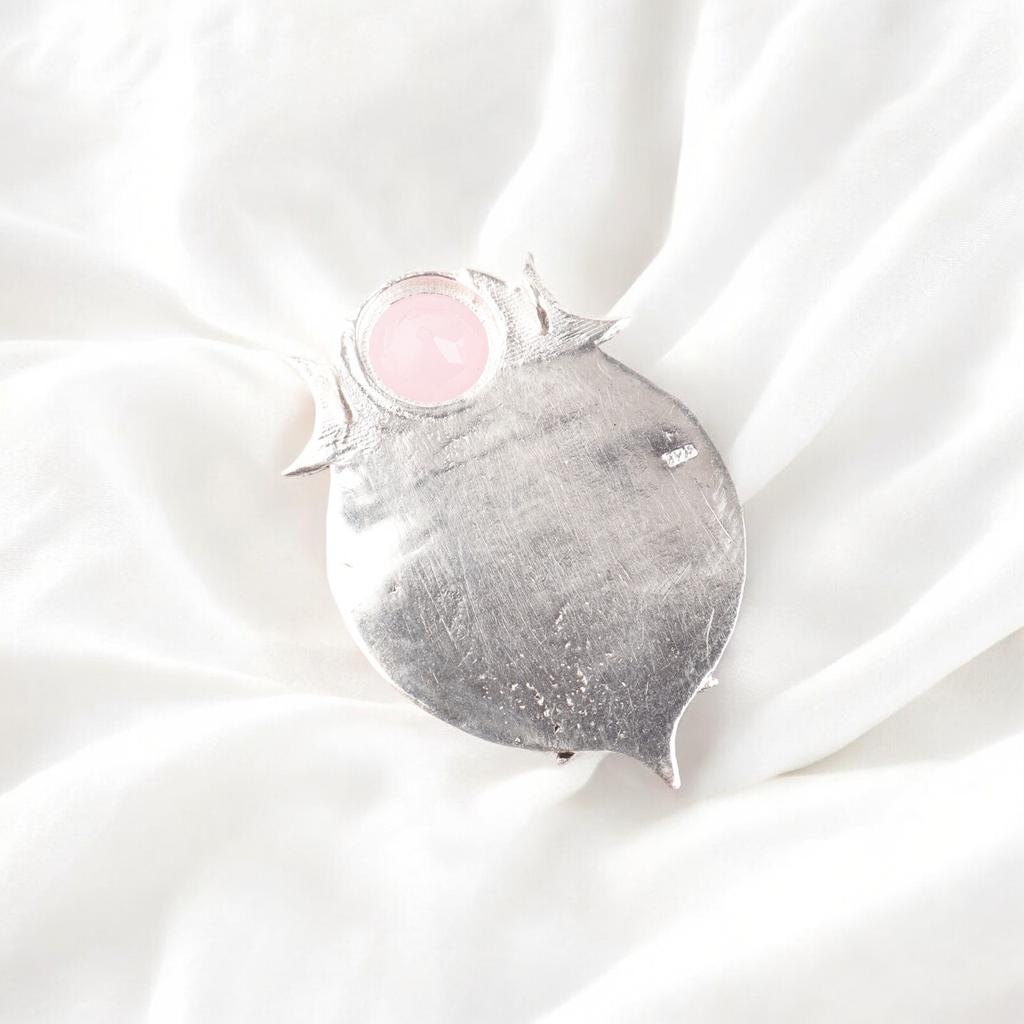 925 Sterling Silver Natural Rose Chalcedony Gemstone Handmade Jewelry Pendant CP-22-19