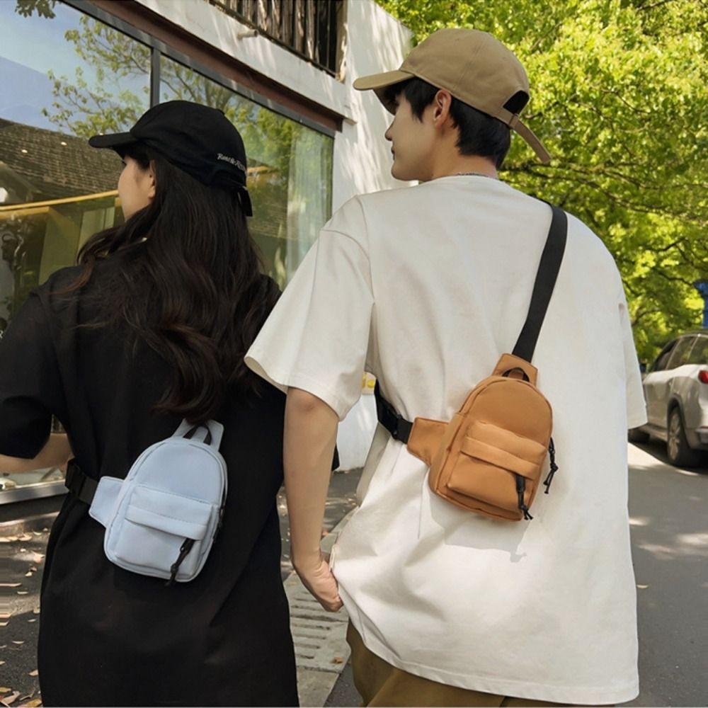 Solid Color Sport Chest Bag Mini Shoulder Bag Simple Men Crossbody Bag  Unisex