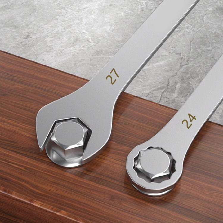 Portable Twin Head Wrench Spanner Crafted for Narrow Environment Rustproof Stainless Steel Confined Spaces Various Fixes