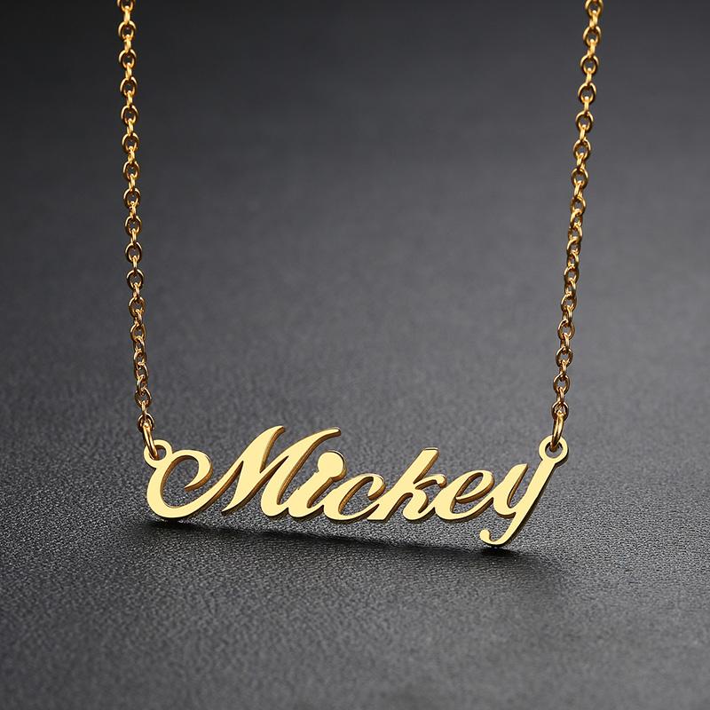 Vnox Personalized Name Necklace Custom Made Any Name Font Stainless Steel Metal Women Jewelry