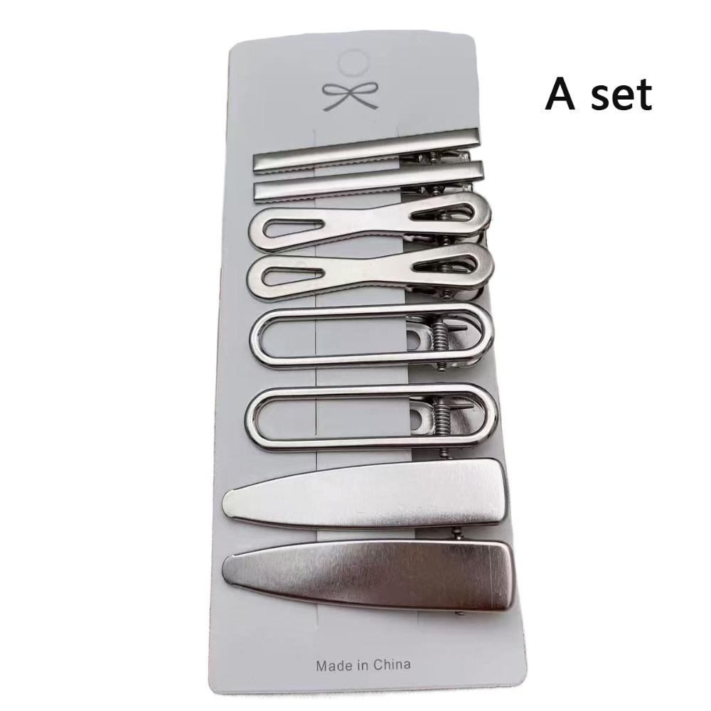 8Pcs/Set Duckbill Clip Y2K Hair Clip Set Metal Side Clips Exquisite Hairclip  Women Girls A set
