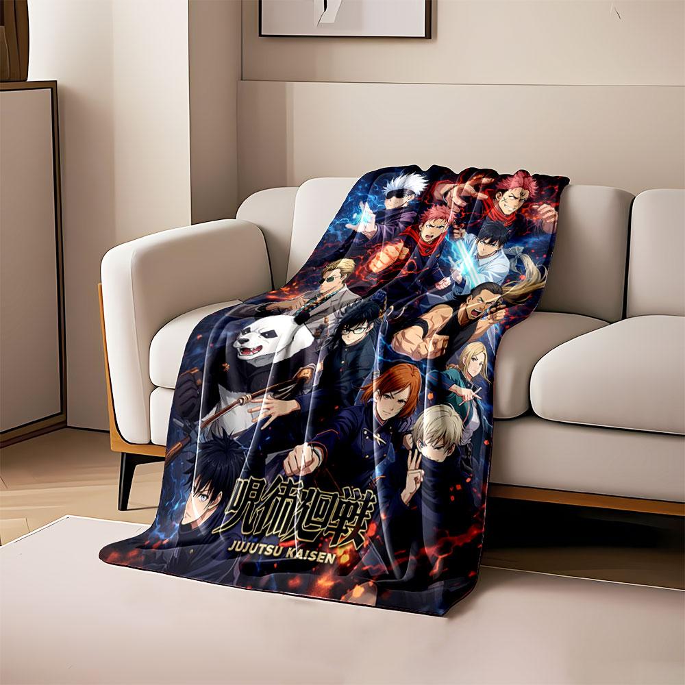 

Group of characters posing dynamically with vibrant energy effects. for all seasons blanket lunch break throw gift 80cm x 120cm