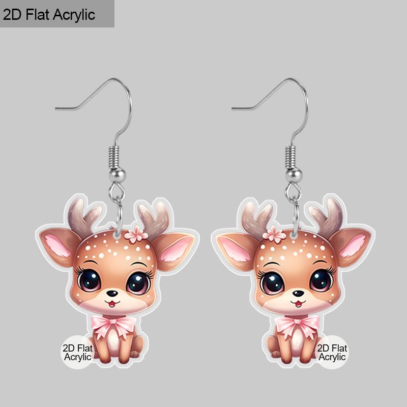 

2D Плоские 1 пара Рождественский фестиваль Мультяшный узор Олень сика Серьги Клаус для Рождественских украшений для женщин розовый