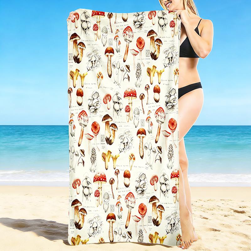 1Pc Mushroom Exploration Beach Towel, Quick Dry, Multi-Use for Beach Pool Gym Yoga Home Travel, Christmas, Halloween, Xmas Gift M928477