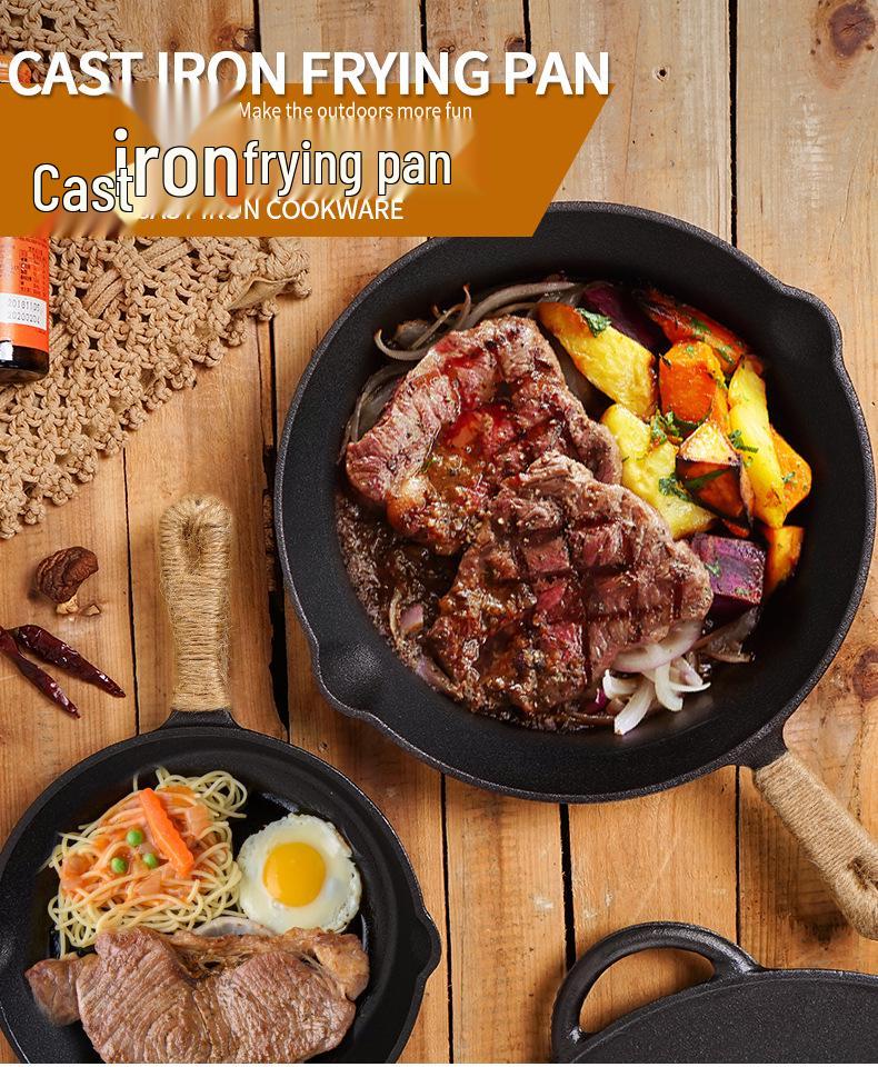 Utendørs Støpejern Non-stick Stekepanne for Camping, Piknik, Barbecue og Biff.