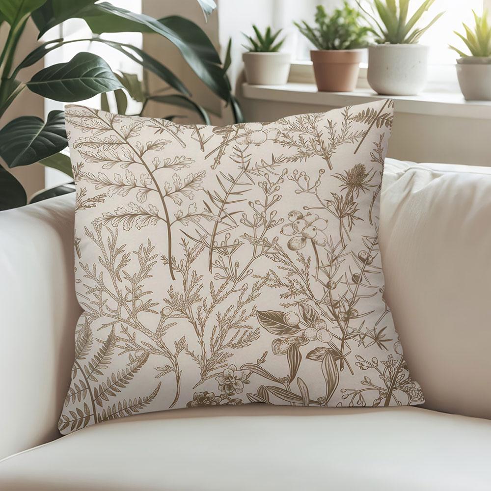 Beige Garden square Jacquard Pillow Cover for Sofa Office Waist Cushion Cover Home Decorative Pillowcase