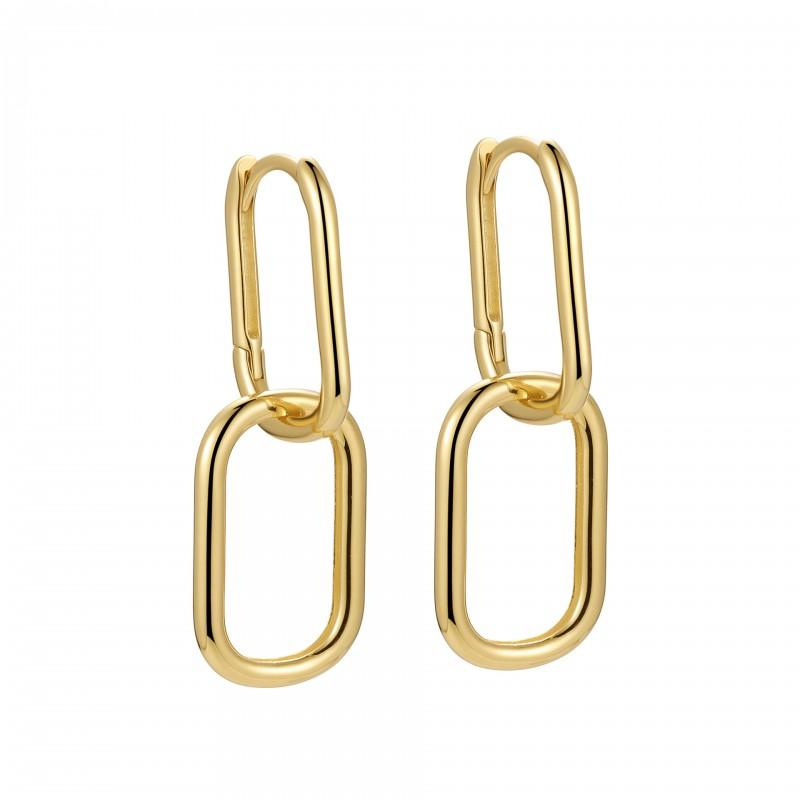 Geometric Square Double Ring Cross Stud Earrings Women Sterling With Gold Or Rhodium Plating Minimalist Chic 925 Sterling Silver