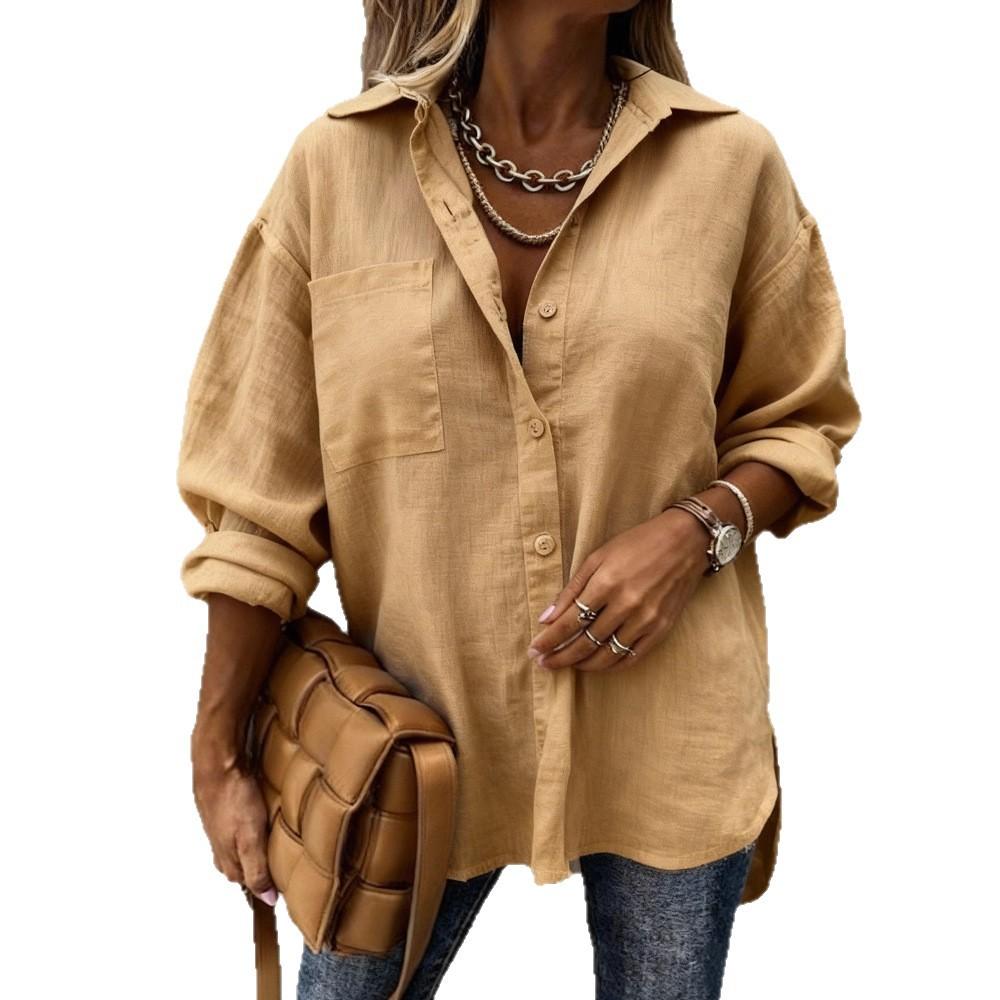 2025 New Women's Casual Lapel Long Sleeve Regular Cardigan Multicolor Women's Tops Shirt