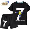 2026 Summer Ronaldo 3D Printed Summer Children's T-shirt Sports Shorts Set Suitable Women Comfortable