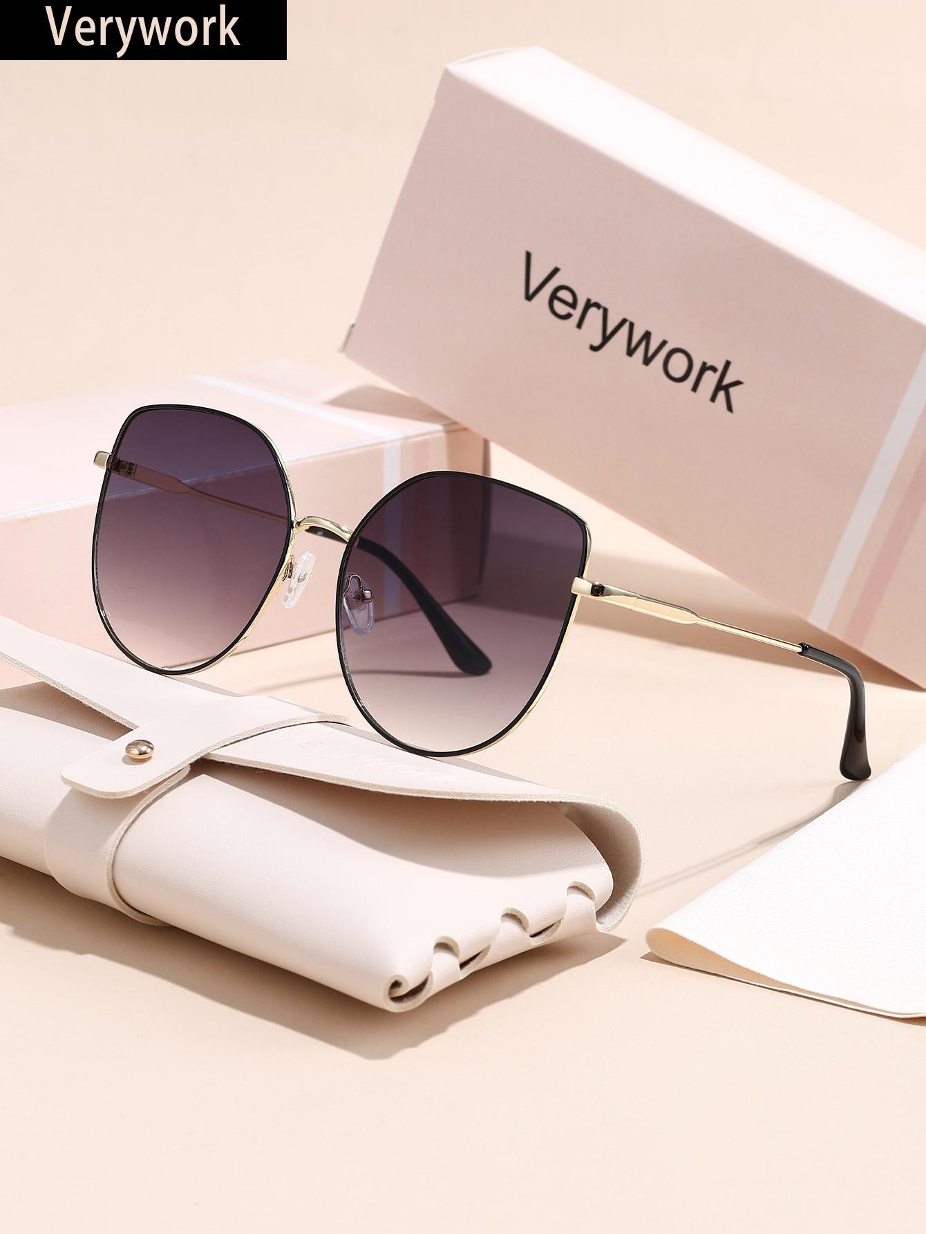 

1 шт. Verywork Classic Cat Eye Frame Высококачественные фирменные модные женские очки с тряпкой для хранения и протирки, идеально подходят