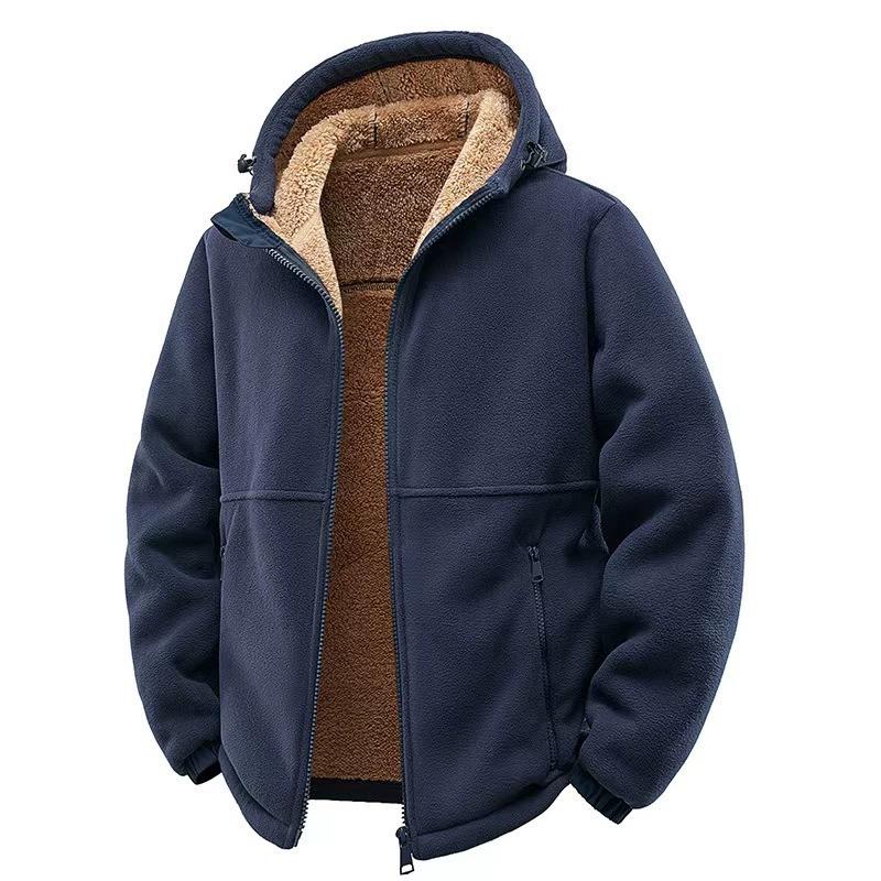 Winter Hunting Fleece Jacket Men Warm Polar Outdoor Hoodie Jacket Multi-Pocket Casual Full Zip Sport Hiking Coat