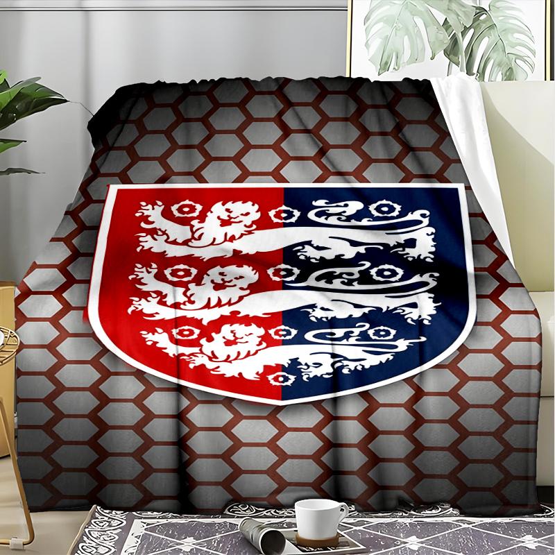 1PC England Football Crest Printed Soft Flannel Blanket Throw for Adult Bedroom Living Room Sofa Camping Travel Fan gifts Christmas Gifts