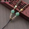 Four-Strand Braided Necklace Lanyard with Jadeite, White Agate, and Dongling Jade Pendant