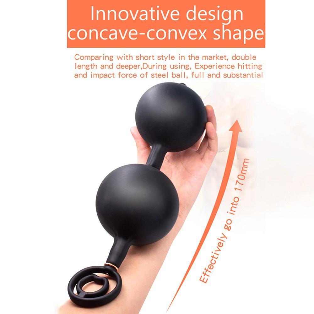 Inflatable Anal Plug with Steel Balls Prostate Massager G-spot Clit Stimulator Adult Toys for Men