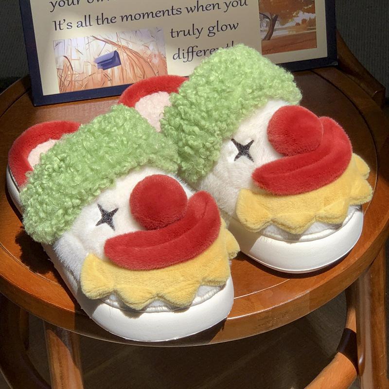 Funny clown couple cotton slippers new winter Internet celebrities cotton shoes indoor and outdoor wear thick soles increase