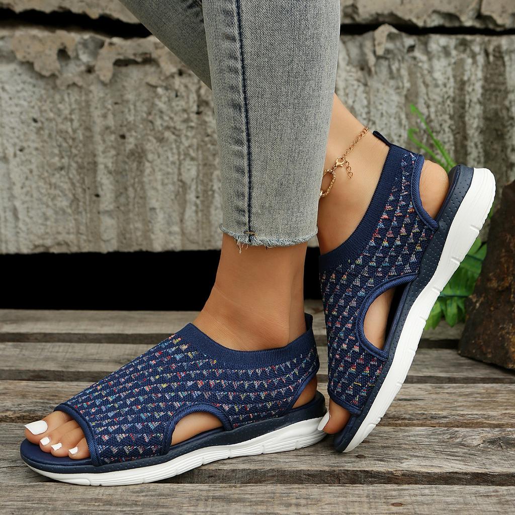 Vintage Römische Webart Damen Sandalen Sommer Flache Sohle Weiche Sohle Französischer Stil Weiß Niedriger Absatz Ausgehöhlt Fischmaulschuhe